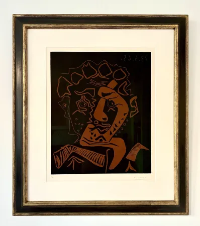 Linocut Picasso - Tete d’Histrion