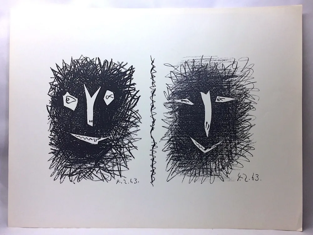 Lithograph Picasso - Têtes de Faunes