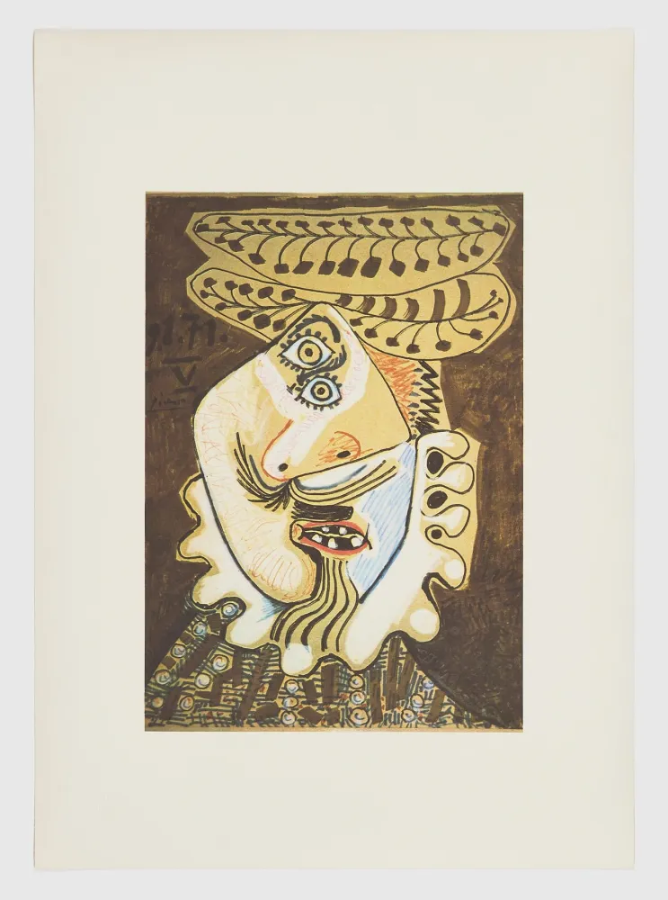 Lithograph Picasso - Visage de bouffon