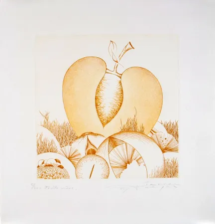 Etching And Aquatint Pierron - Fruits Mûrs