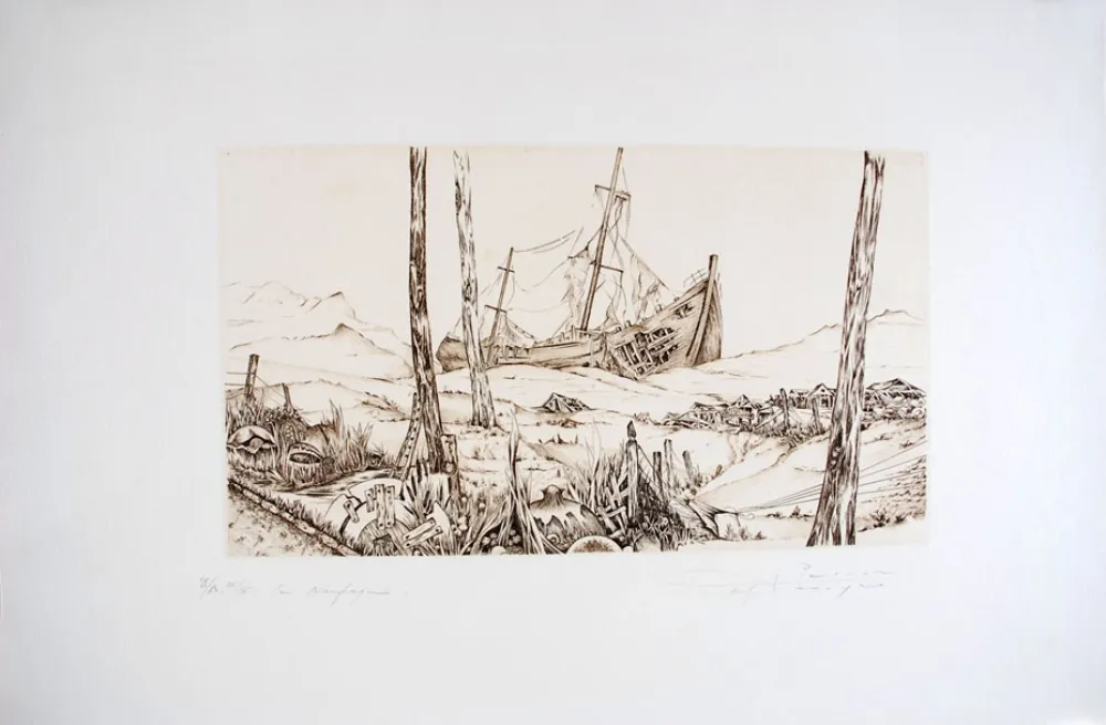Etching Pierron - Le Naufrage