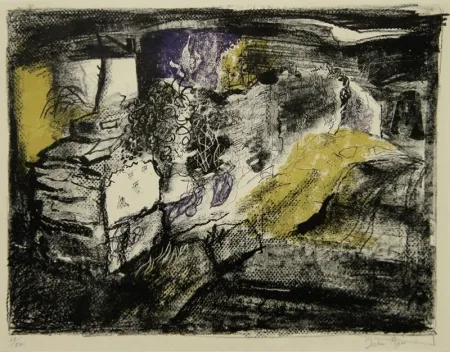 Lithograph Piper - Stone Wall - Anglesea