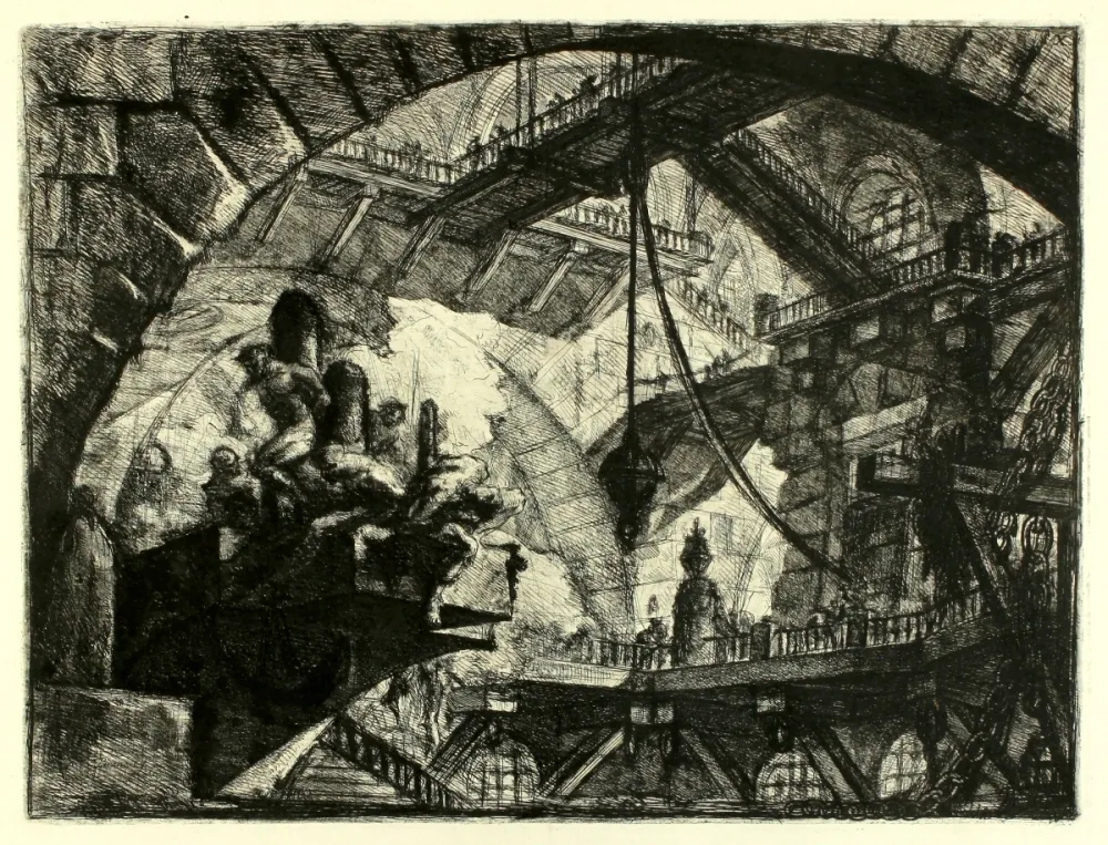Etching Piranesi - Prisoners on a projecting Platform (Carceri X)