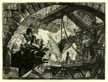 Etching Piranesi - Prisoners on a projecting Platform (Carceri X)