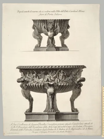 Engraving Piranesi - TRIPODI ANTICHI DI MARMO NELLA VILLA DEL CARDINAL ALBANI