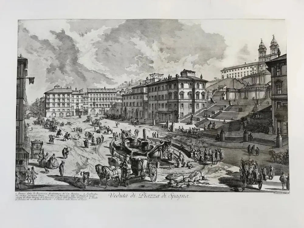 Engraving Piranesi - Veduta de la Piazza di Spagna