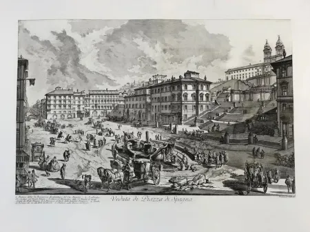Engraving Piranesi - Veduta de la Piazza di Spagna