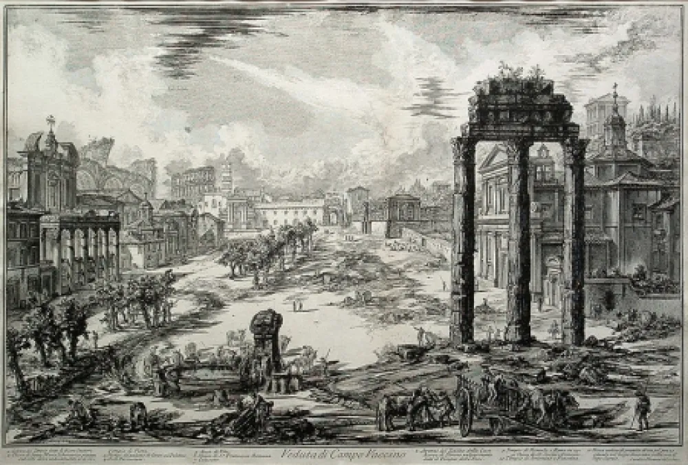 Etching Piranesi - Veduta di Campo Vaccino 