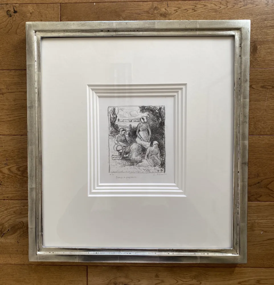 Lithograph Pissarro - Group de paysans 