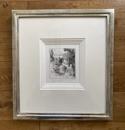 Lithograph Pissarro - Group de paysans 