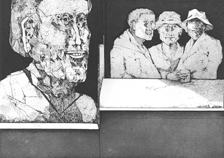 Engraving Plattner - Gli uomini bevono il vino del primo freddo