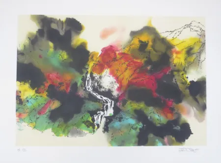 Lithograph Po Chung - Leisury encounter beside a stream