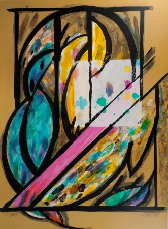 Lithograph Poli - Couple de Perruches