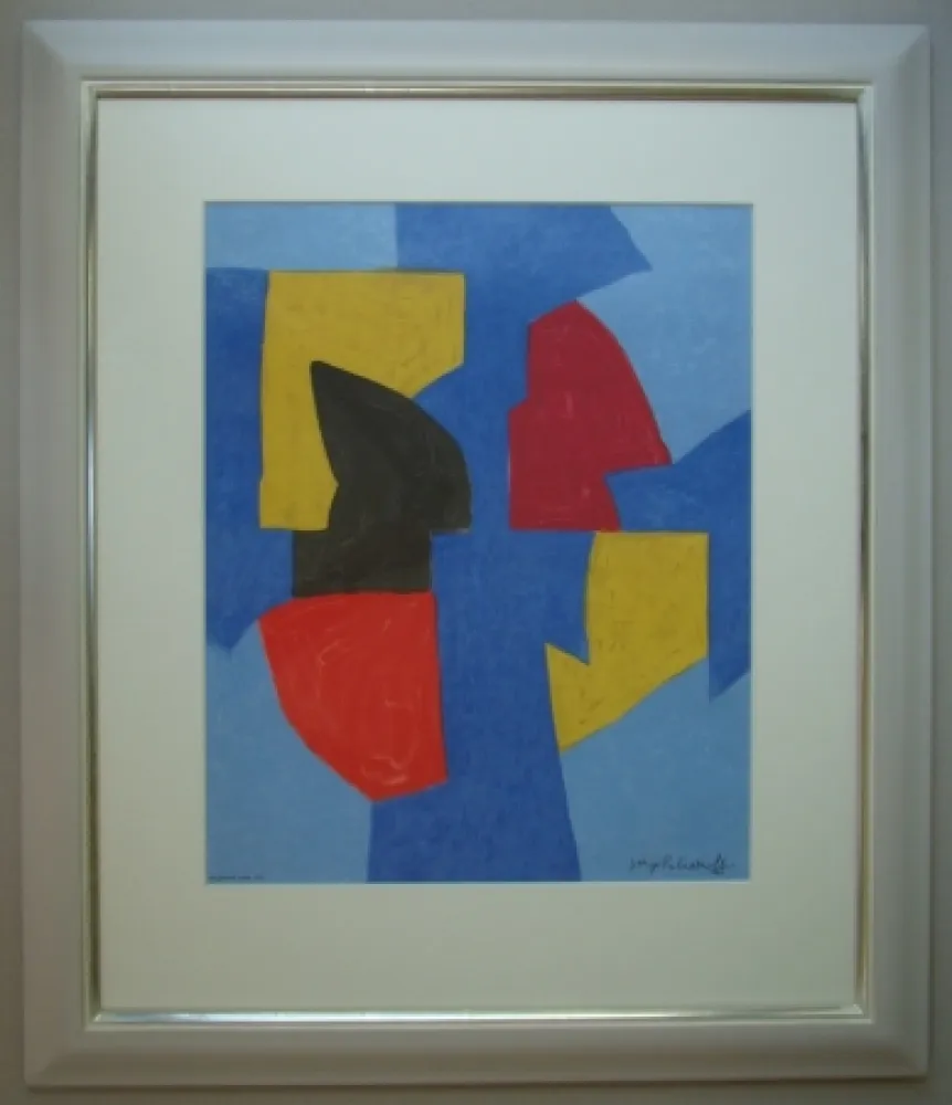 Lithograph Poliakoff - Composition bleue, rouge et jaune