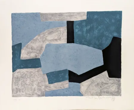 Lithograph Poliakoff - Composition grise, verte et bleue L54 