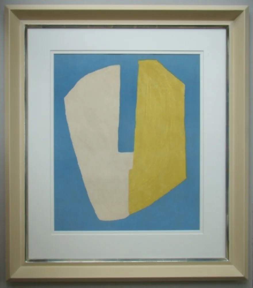 Lithograph Poliakoff - Composition jaune et bleue