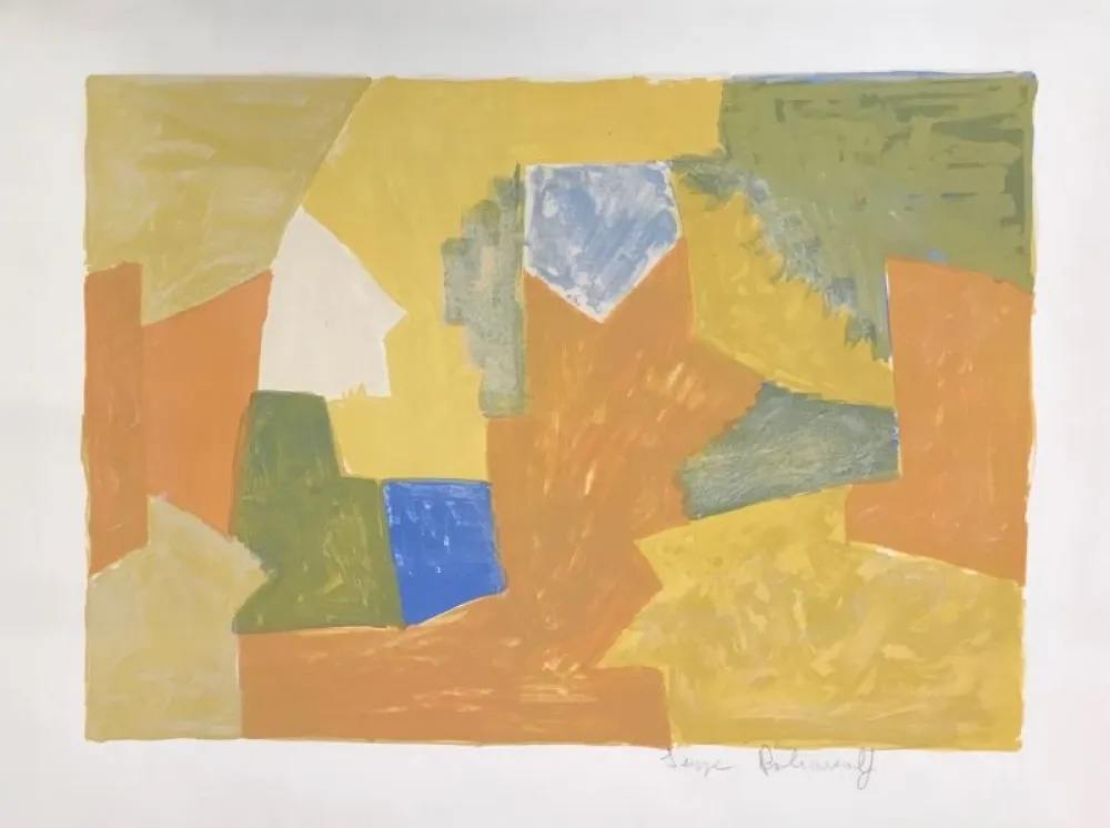 Lithograph Poliakoff - Composition jaune, Orange et Verte L14 