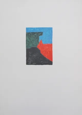 Lithograph Poliakoff - Composition noire, bleue et verte