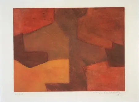 Etching Poliakoff - Composition orange et rouge XXIX 