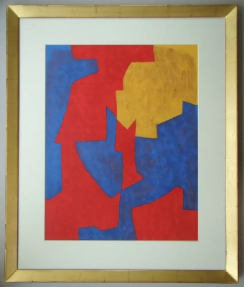 Lithograph Poliakoff - Composition rouge, bleue et jaune