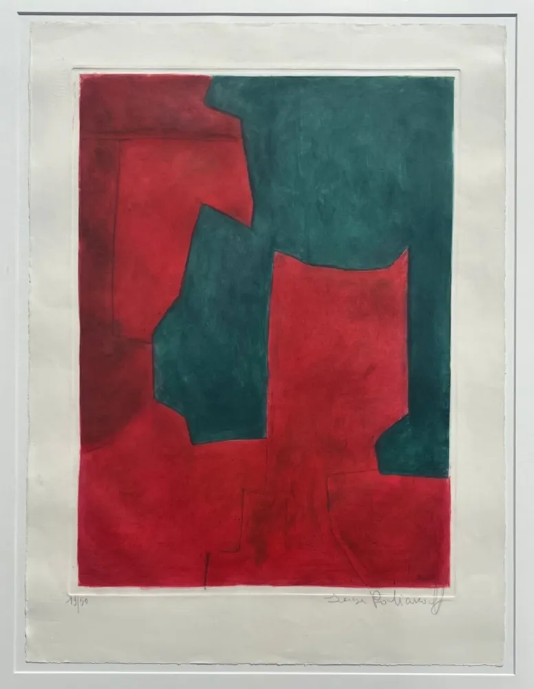 Etching Poliakoff - Composition Rouge et Verte