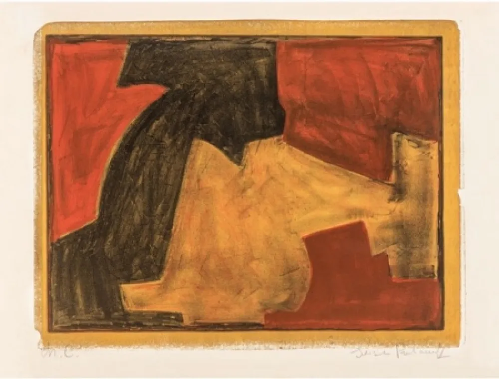 Lithograph Poliakoff - Composition verte, bleue et rouge n°48 