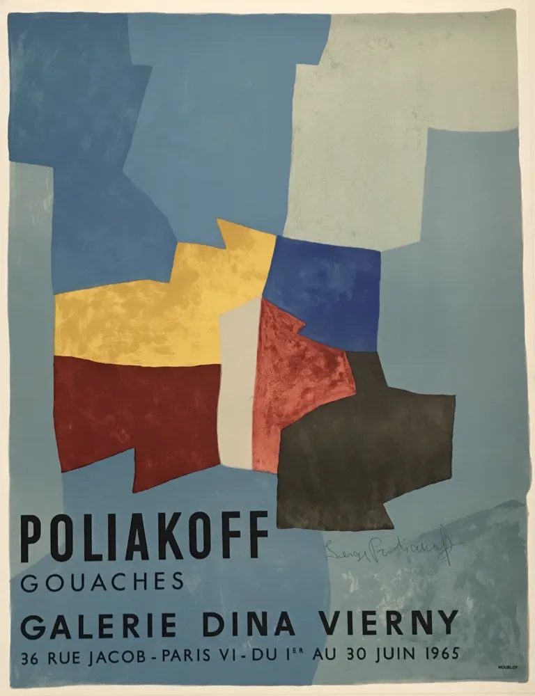 Lithograph Poliakoff - Gouaches - Galerie Dina Viery