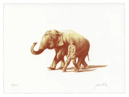 Lithograph Pomet - Parade