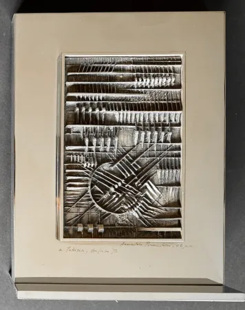 No Technical Pomodoro - Arnaldo Pomodoro (1926 - 2025) - Bassorilievo - Silver sculpture with chrome-plated brass - 1973