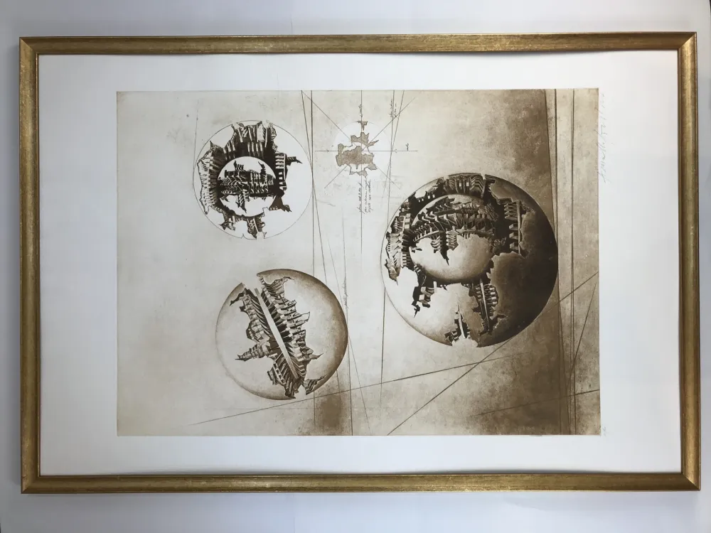 Etching And Aquatint Pomodoro - Sfera con sfera