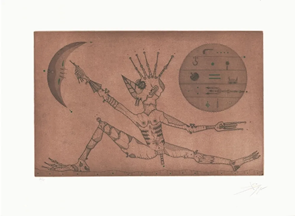 Etching And Aquatint Ponç - Entre dues llunes