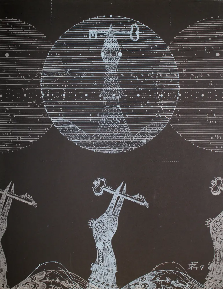 Lithograph Ponç - Vögel und Schlüssel (Birds and Key)