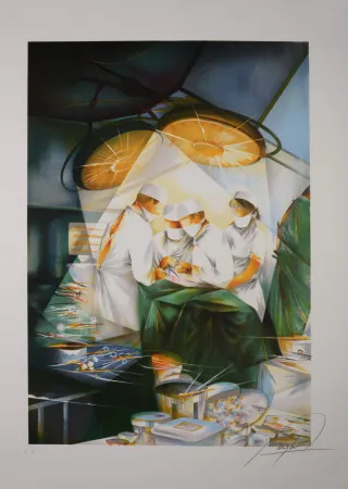 Lithograph Poulet - Le chirurgien