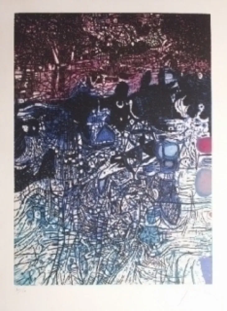 Etching And Aquatint Prassinos - La nuit de l'eau