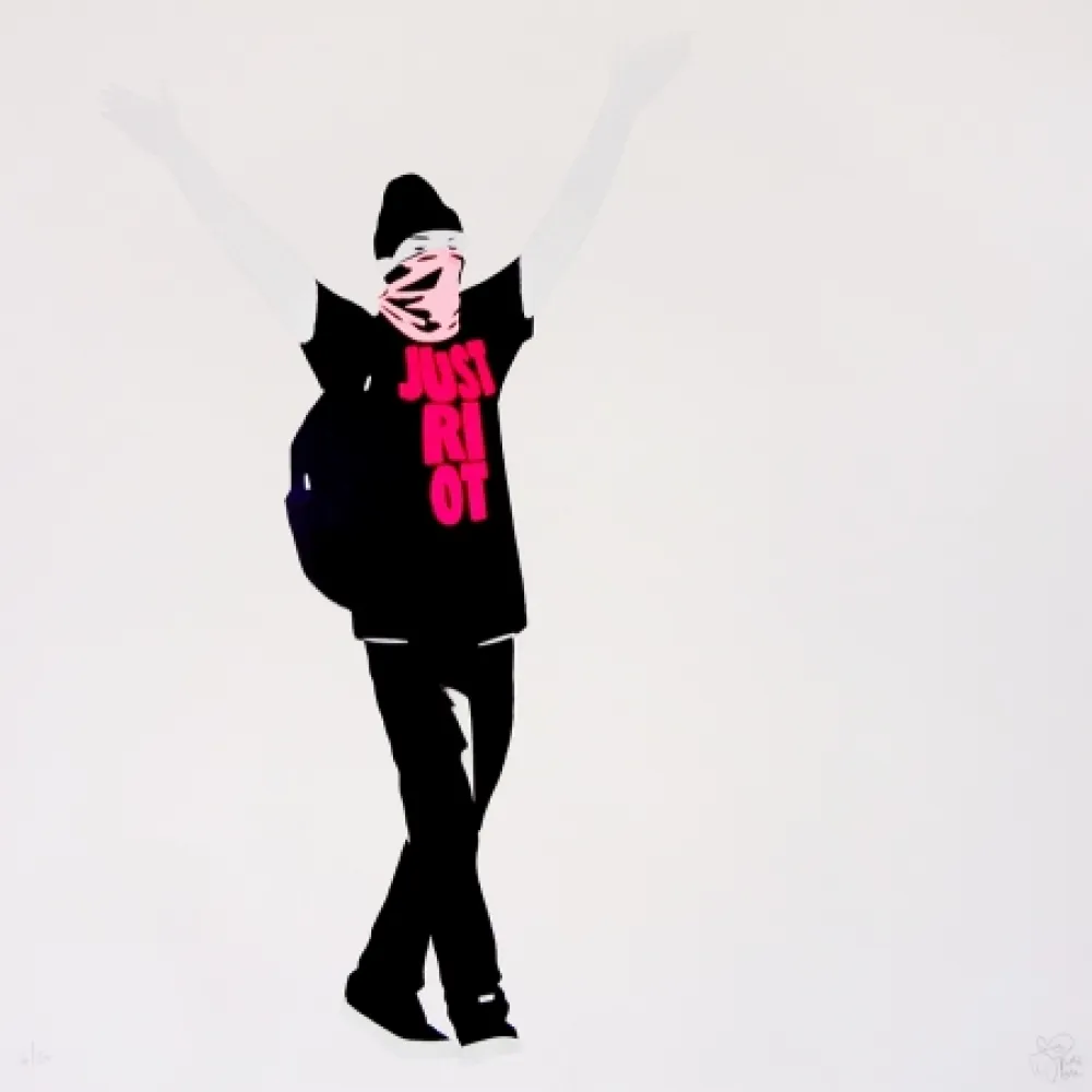 Screenprint Pure Evil - Just Riot (Flouro pink)