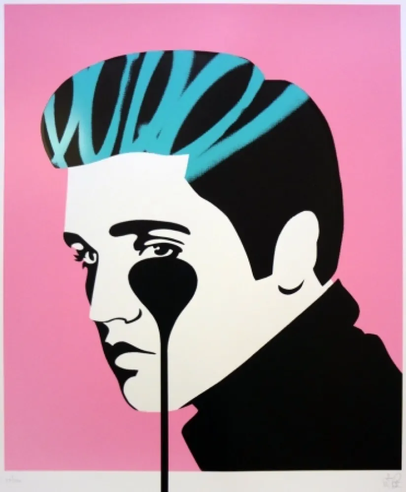 Screenprint Pure Evil - Pure Elvis - King Creole (pink, black & green)