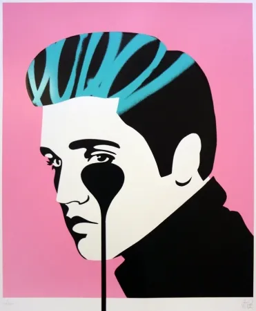 Screenprint Pure Evil - Pure Elvis - King Creole (pink, black & green)