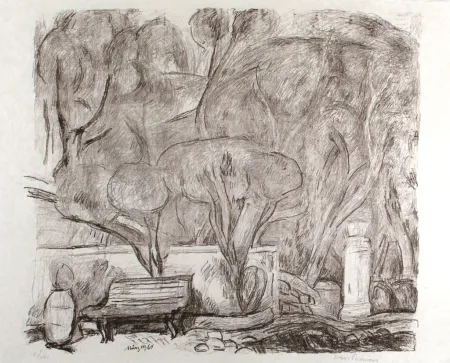 Lithograph Purrmann - Garten in Levanto