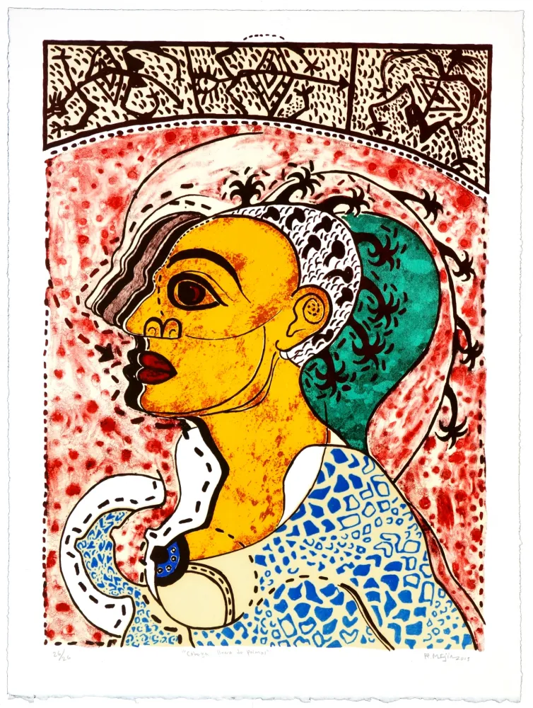 Lithograph Radhamès - Cabeza llena de palmas