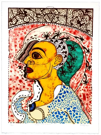 Lithograph Radhamès - Cabeza llena de palmas