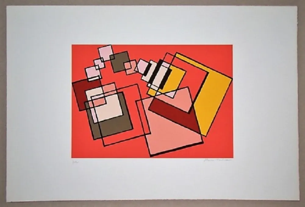 Lithograph Radice - Compositione astratta rosa