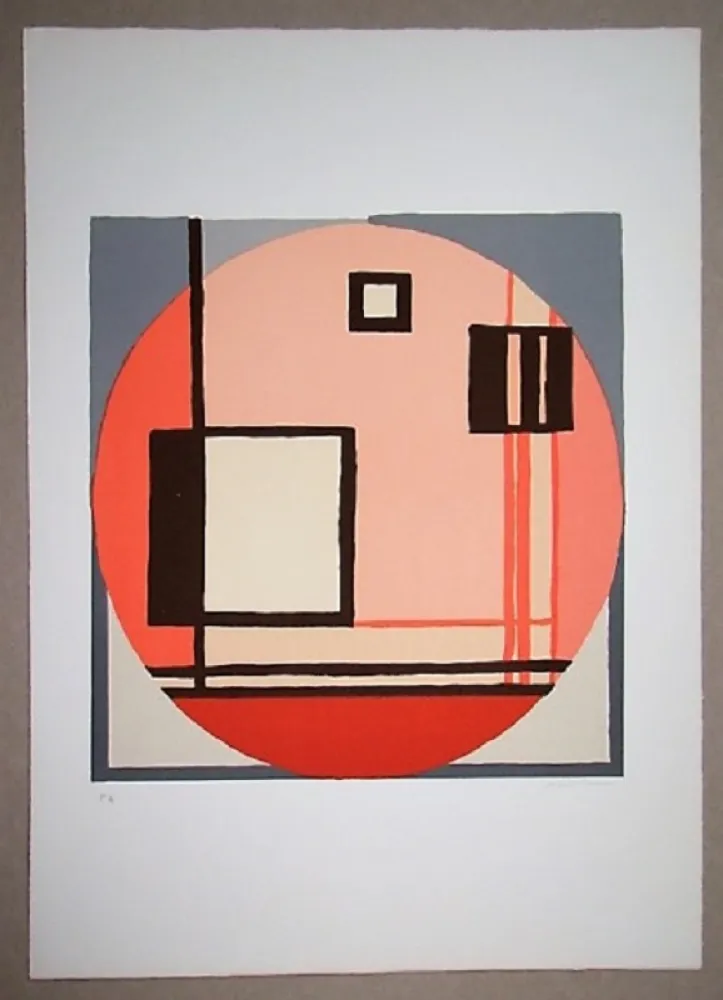 Lithograph Radice - Compositione astratta rosa