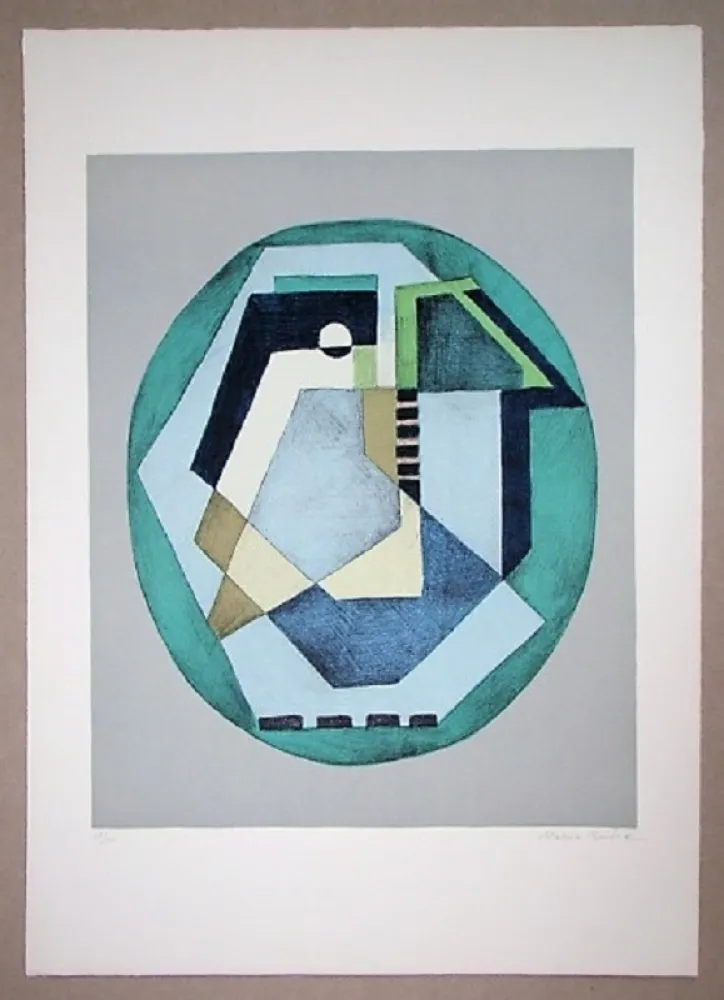 Lithograph Radice - Compositione astratta verde