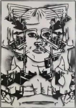 Linocut Ratcliff - No wonder nobody will play with you if you insist on being white all the time