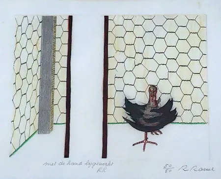 Etching Raveel - Gekooid maar niet onderworpen