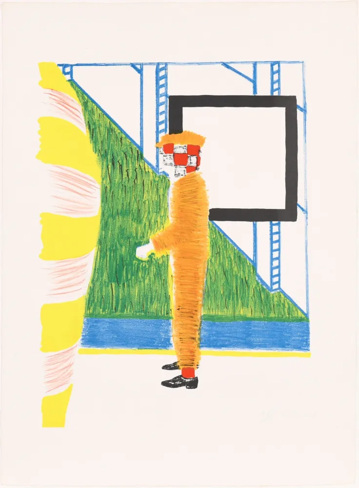 Lithograph Raveel - Gesprek in tuin (Conversation in the garden)