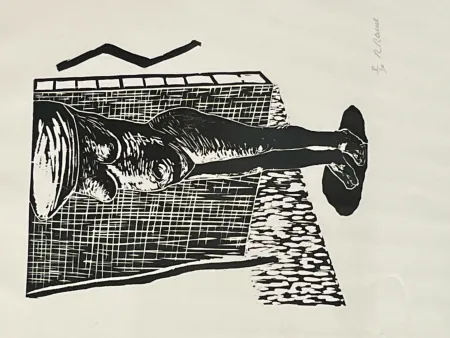 Woodcut Raveel - Naakt (i)