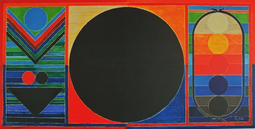 Lithograph Raza - Tree, Bindu and Five Elements