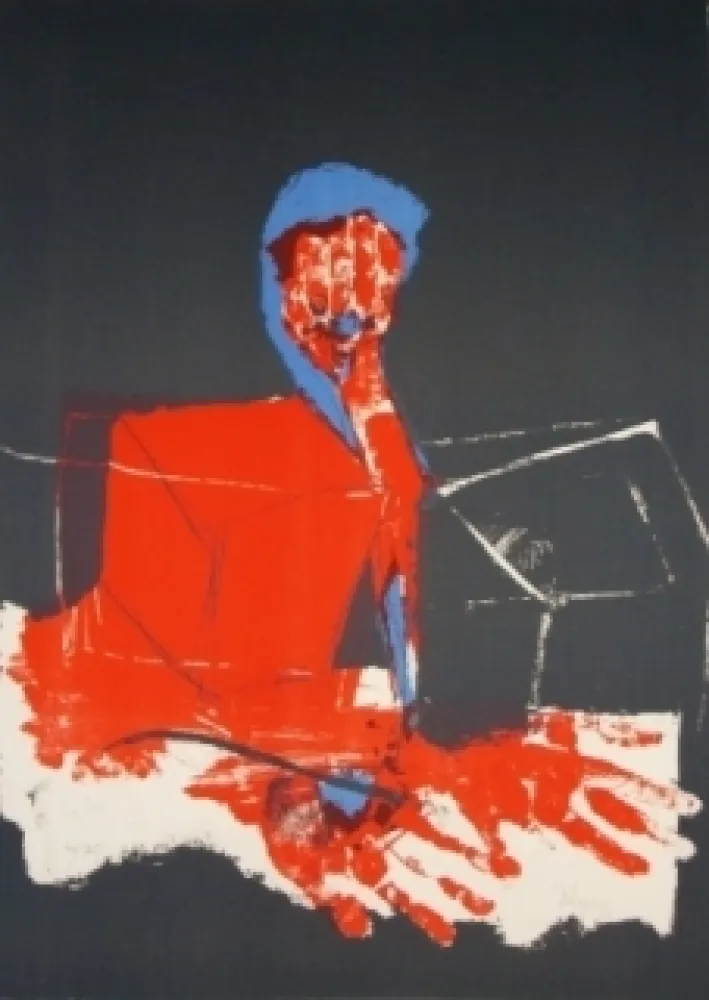 Lithograph Rebeyrolle - Le pianiste