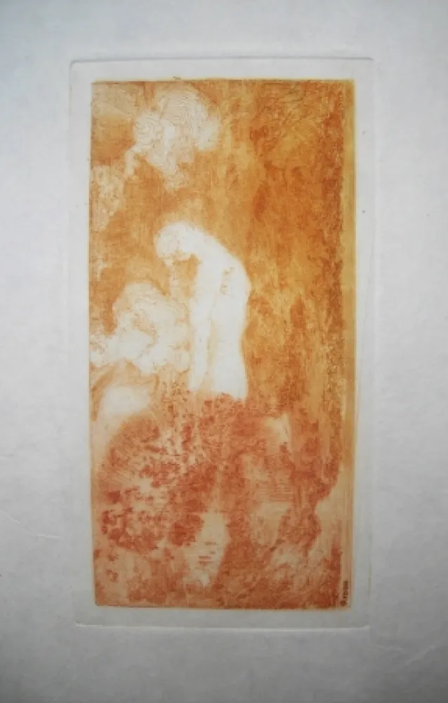 Engraving Redon - Baigneuse